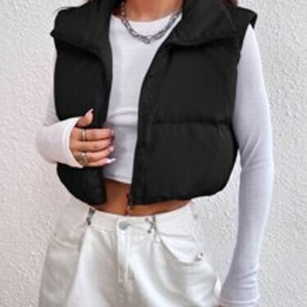 SHEIN EZwear Zipper Front Vest Puffer Coat